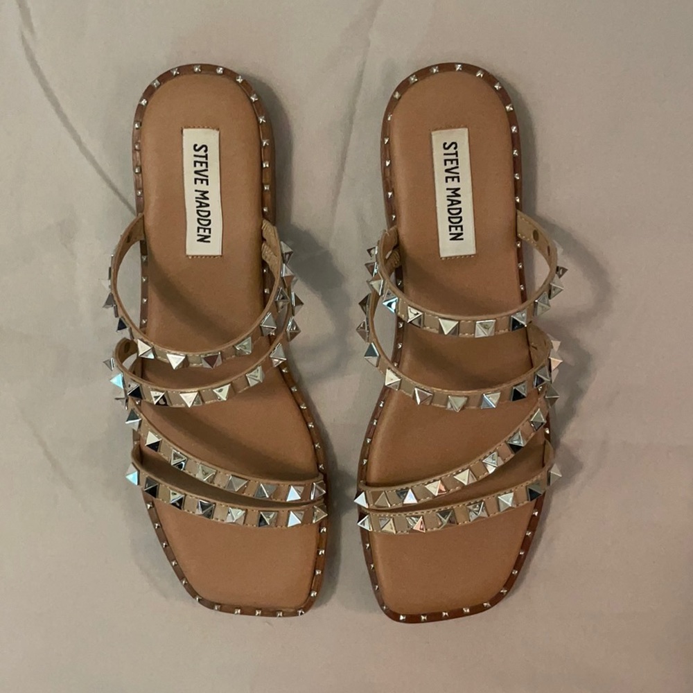 Steve Madden Tan Studded Sandals